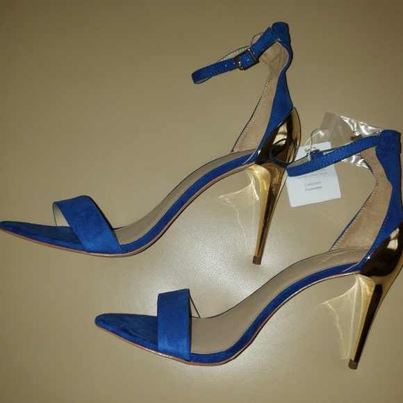 SOLD Zara Blue Suede Gold Medal Sandals - Picture 3 of 4